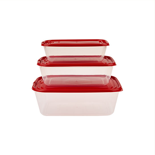 Karaca Reyna 3'lü Kırmızı Saklama Kabı