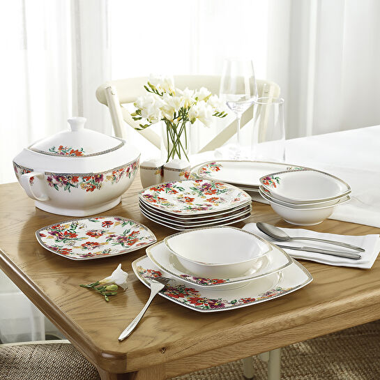 Karaca New Martina Pink 60 Parça 12 Kişilik Porselen Yemek Takımı