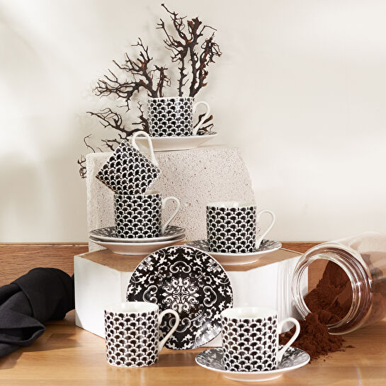 Karaca Leny Siyah 6 Kişilik Kahve Fincanı Takımı 80 ml