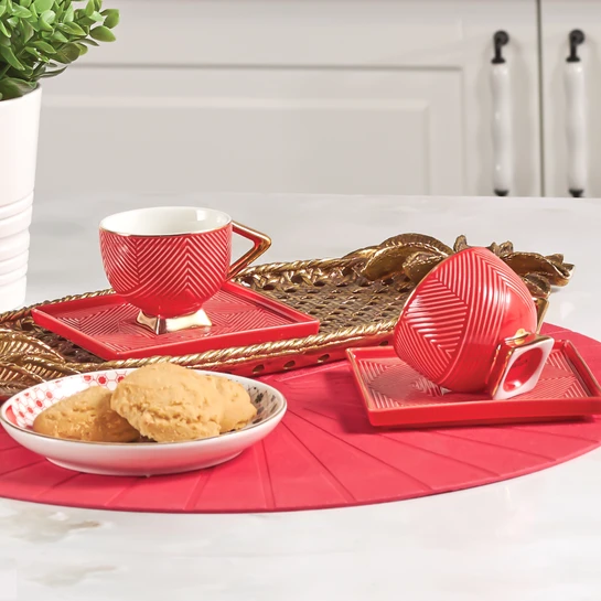 Karaca Art Deco Kırmızı 2 Kişilik Kahve Fincanı Takımı 90 ml