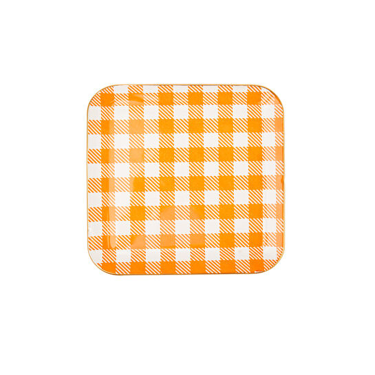 Karaca Kışa Hazırlık Ekose Turuncu Pasta Tabağı