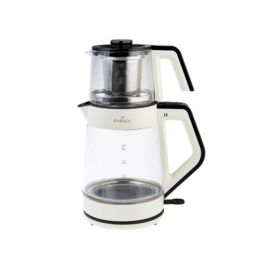 Karaca Retro Krem Cam Led Işıklı Çay Makinesi