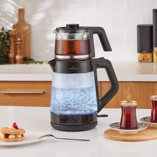 Karaca Black Cam Led Işıklı Çay Makinesi