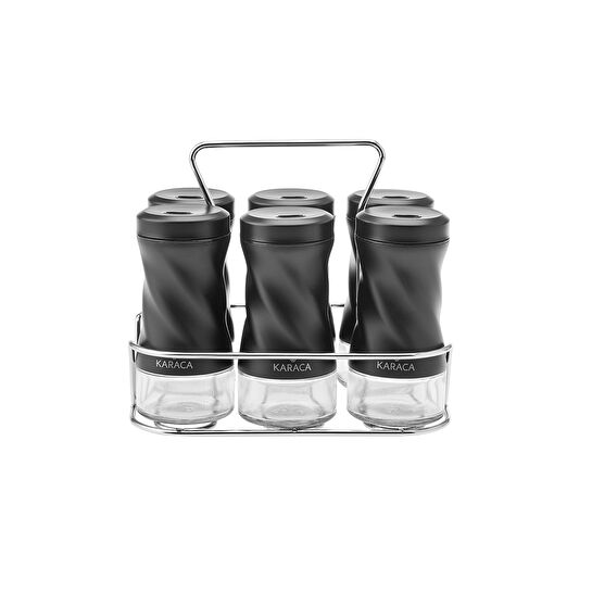 Karaca Tottori Black 7 Parça Dikdörtgen Baharat Takımı