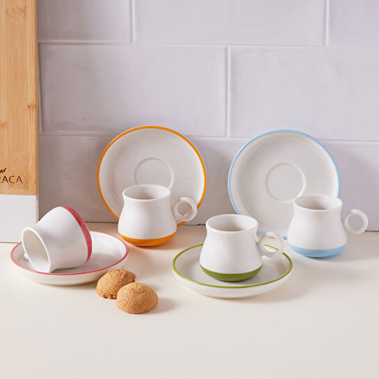 Karaca Renkser 4 Kişilik Kahve Fincanı Takımı 90 ml