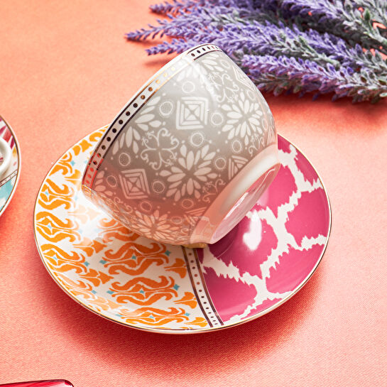 Karaca İbiza Pembe Tek Kişilik Çay Seti