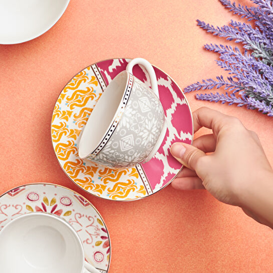 Karaca İbiza Pembe Tek Kişilik Çay Seti