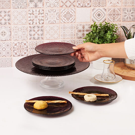 Karaca Merta Bordo 7 Parça Pasta/Tatlı Seti