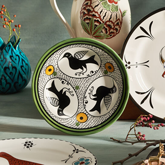 Karaca Paye Selçuklu Serisi Kuşlu Porselen Pasta Tabağı 21 cm