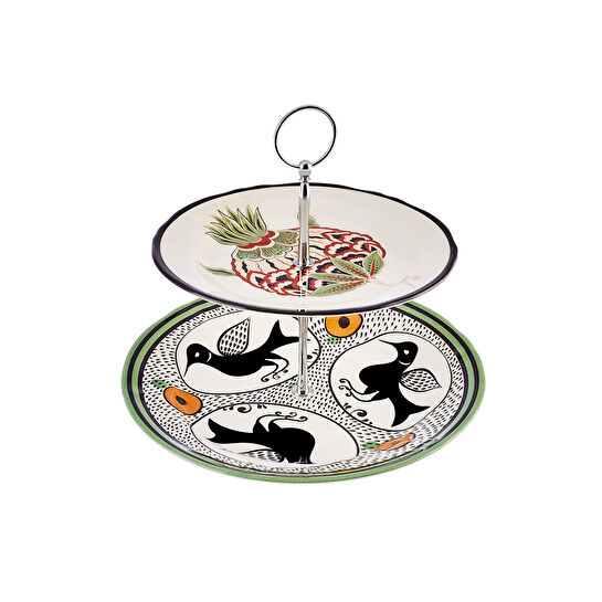 Karaca Paye Selçuklu Serisi Enginarlı Katlı Porselen Kurabiyelik 17 cm