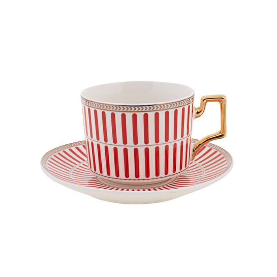 Karaca Jolly Red Double Line 2 Kişilik Çay Fincanı Seti 220 ml