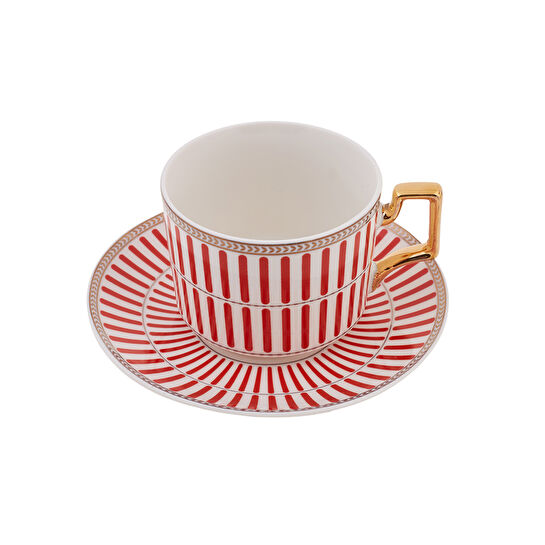 Karaca Jolly Red Double Line 2 Kişilik Çay Fincanı Seti 220 ml