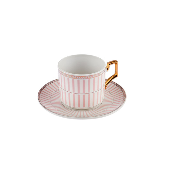  Karaca Jolly Pink Thin Line  6 Kişilik Kahve Fincan Takımı 100 ml