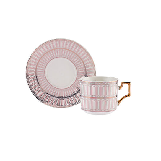 Karaca Jolly Pink Double Line 6 Kişilik Kahve Fincan Takımı 100 ml