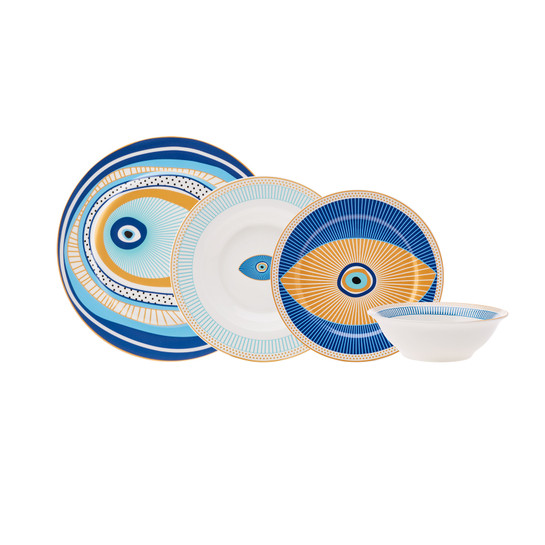 Karaca Blue Eye 24 Parça 6 Kişilik Porselen Yemek Takımı