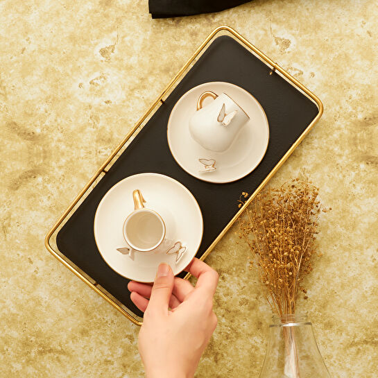 Karaca Kelebek 2 Kişilik Porselen Kahve Fincan Takımı 85 ml