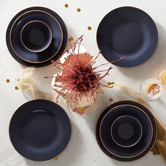 Karaca Retro New Antrasit 18 Parça 6 Kişilik Yemek Takımı