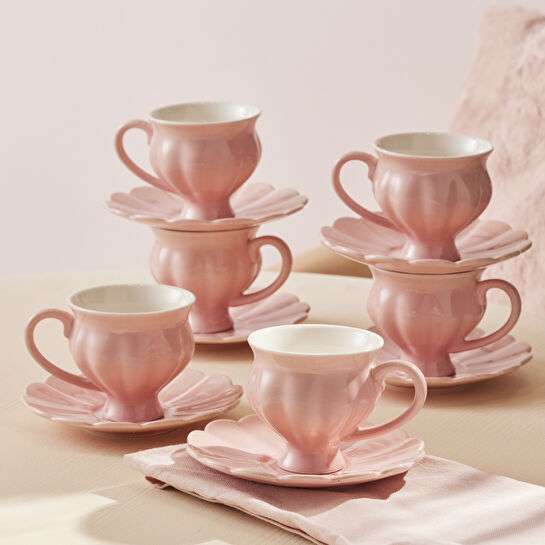 Karaca Ocha 6 Kişilik Kahve Fincan Takımı Pembe 90 ml