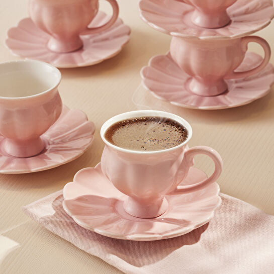 Karaca Ocha 6 Kişilik Kahve Fincan Takımı Pembe 90 ml