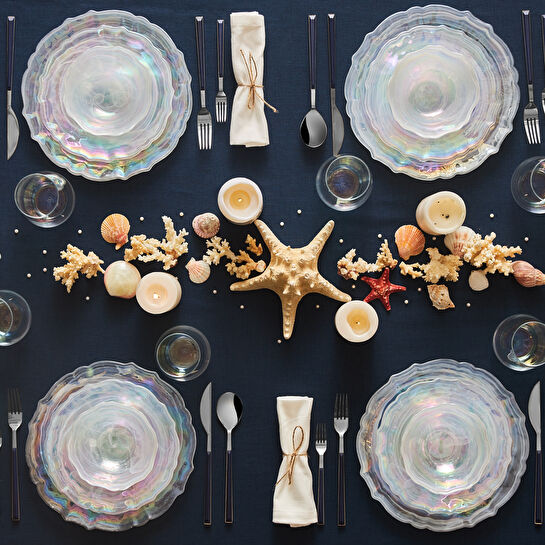 Karaca Icequeen 24 Parça 6 Kişilik Cam Lüsterli Yemek Takımı ve Bardak Seti