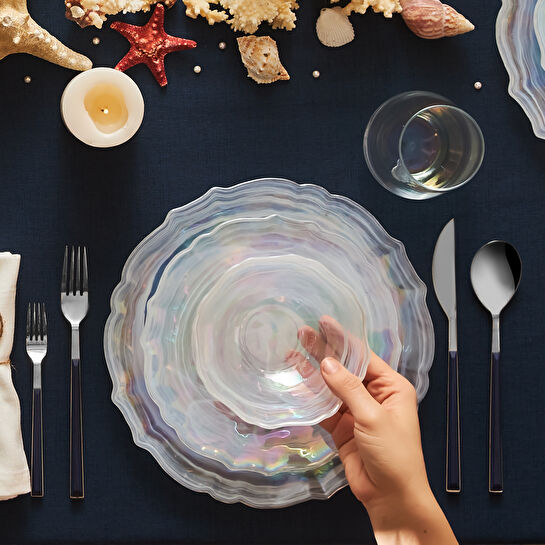 Karaca Icequeen 24 Parça 6 Kişilik Cam Lüsterli Yemek Takımı ve Bardak Seti