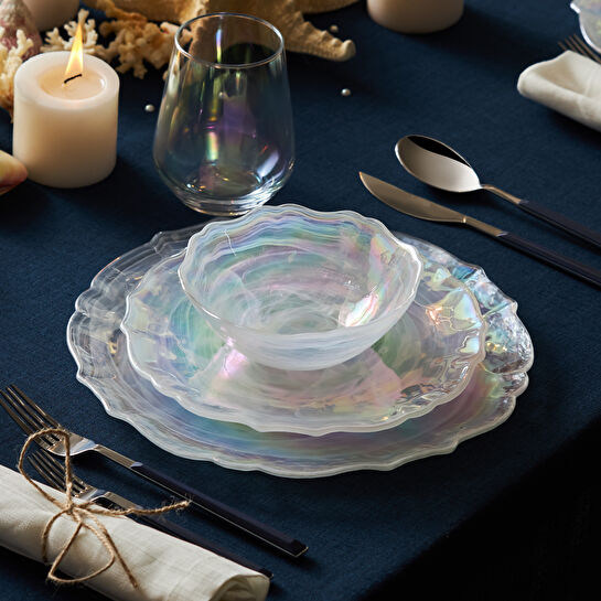 Karaca Icequeen 24 Parça 6 Kişilik Cam Lüsterli Yemek Takımı ve Bardak Seti