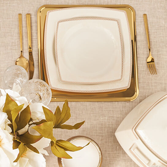 Karaca Raisa Cream 60 Parça 12 Kişilik Porselen Yemek Takımı