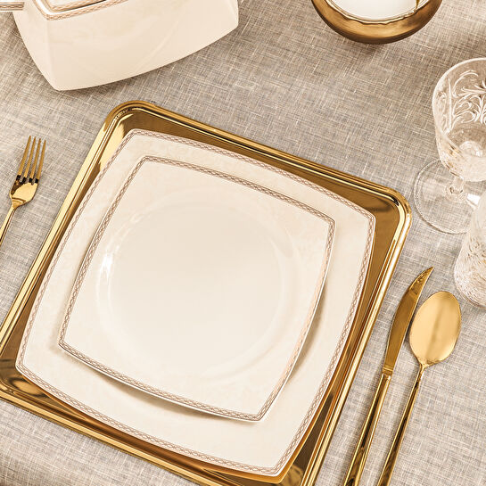 Karaca Raisa Cream 60 Parça 12 Kişilik Porselen Yemek Takımı