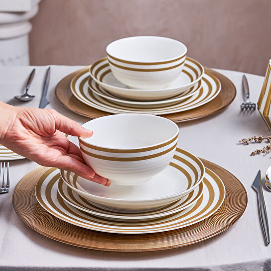 Karaca Sunshine Gold 24 Parça 6 Kişilk Porselen Yemek Takımı