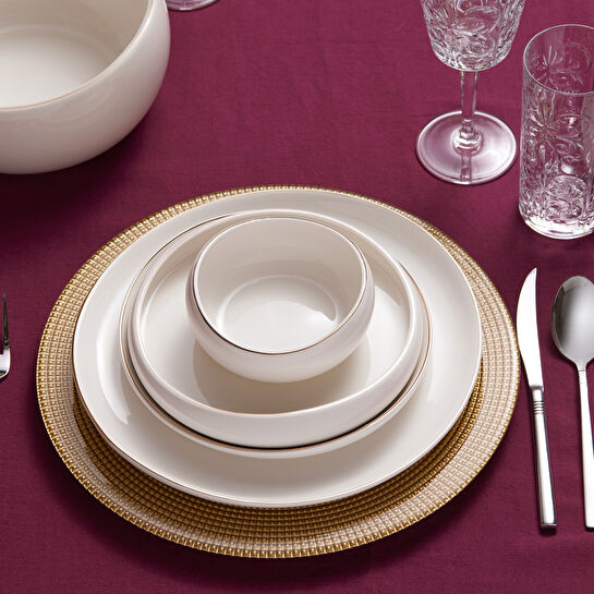 Karaca Red Carpet Collection Streamline Hole Gold 59 Parça 12 Kişilik Porselen Yemek Takımı