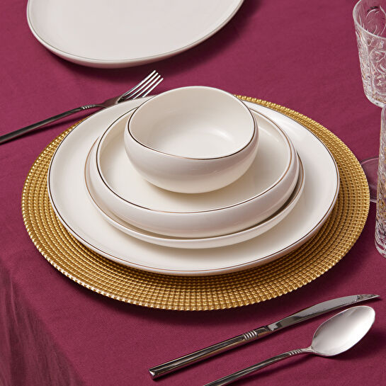 Karaca Red Carpet Collection Streamline Hole Gold 59 Parça 12 Kişilik Porselen Yemek Takımı