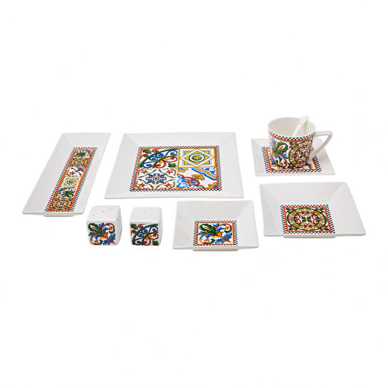 Karaca Milano Porselen 32 Parça 6 Kişilik Kare Kahvaltı/Servis Takımı