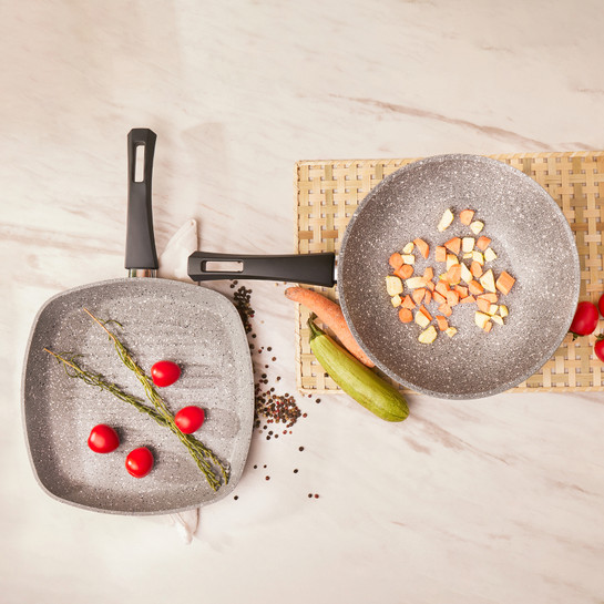 Karaca Gris Biogranit Wok ve Grill Set
