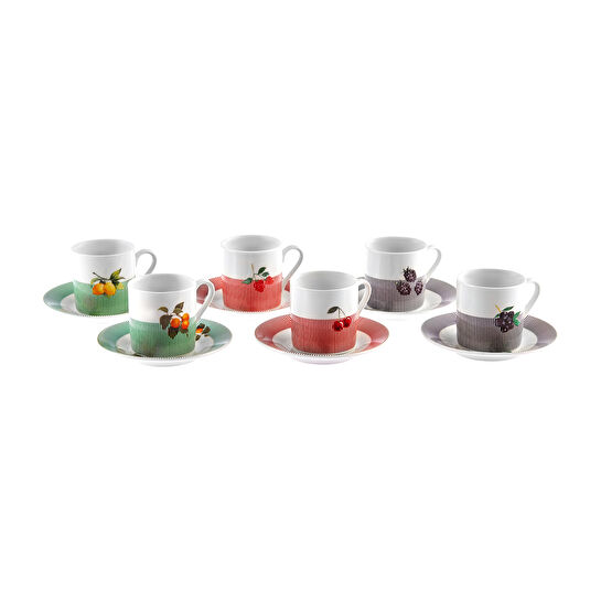 Karaca Meyveli 6 Kişilik Kahve Fincan Takımı 80 ml