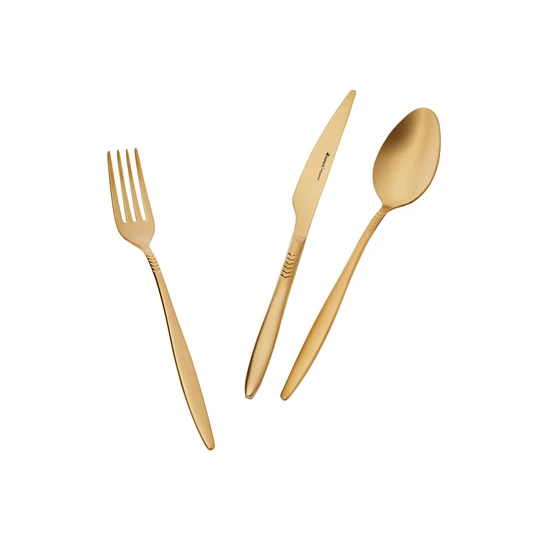 Karaca Laurel Matte Gold 42 Parça 6 Kişilik Kutulu Çatal Kaşık Bıçak Takımı