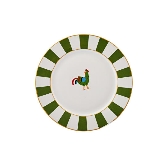 Karaca Kışa Hazırlık Horoz Yeşil Pasta Tabağı 19 cm