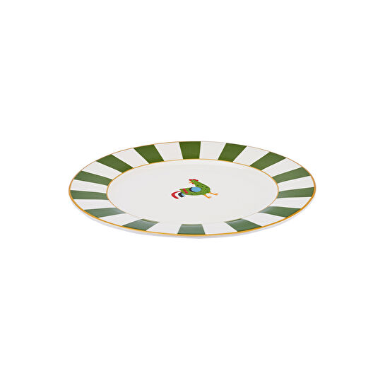 Karaca Kışa Hazırlık Horoz Yeşil Pasta Tabağı 19 cm