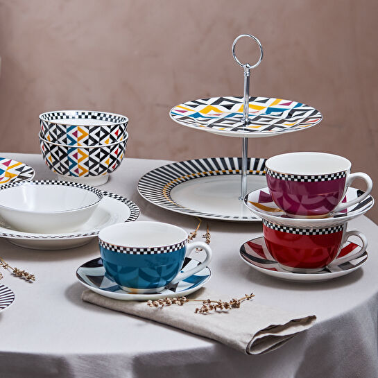 Karaca Game Mavi Çay Fincanı ve Tabağı 220 ml