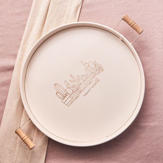 Karaca Country Yuvarlak Krem Tepsi 37 cm