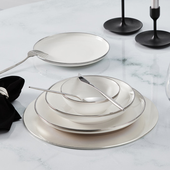 Karaca Streamline Eclipse New Bone 24 Parça 6 Kişilik Yemek Takımı Platin 
