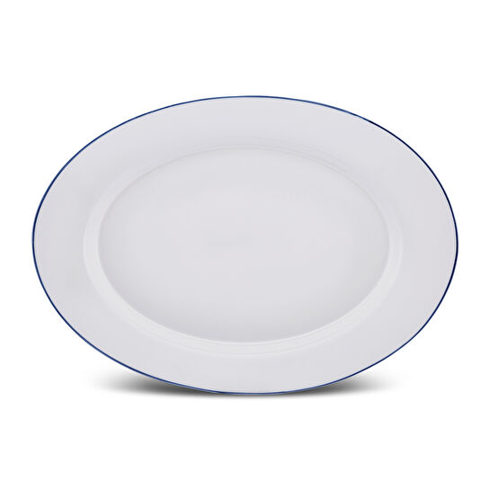 Karaca Milano Opal Cam Blue Rim Büyük Kayık Tabak 35 cm