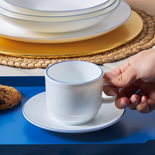 Karaca Milano Opal Cam Blue Rim Tek Kişilik Çay Fincan Seti