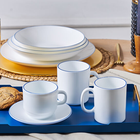 Karaca Milano Opal Cam Blue Rim Tek Kişilik Çay Fincan Seti