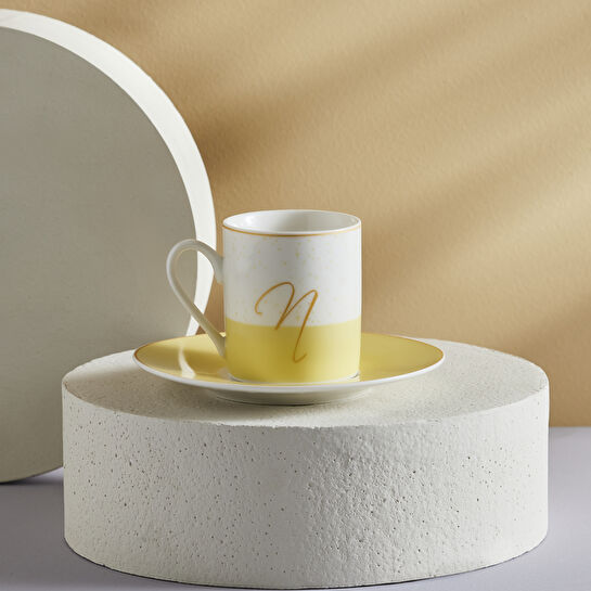 Karaca N Harfli Tek Kişilik Porselen Kahve Fincanı 100 ml