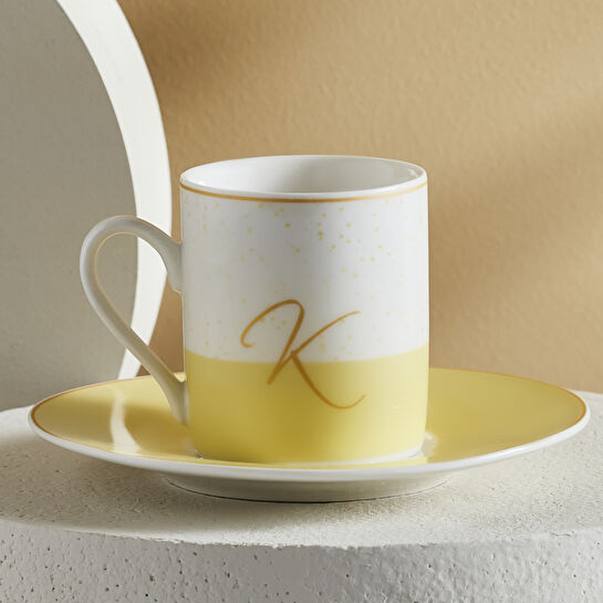 Karaca K Harfli Tek Kişilik Porselen Kahve Fincanı 100 ml