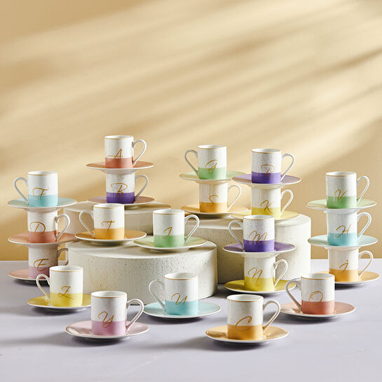 Karaca K Harfli Tek Kişilik Porselen Kahve Fincanı 100 ml