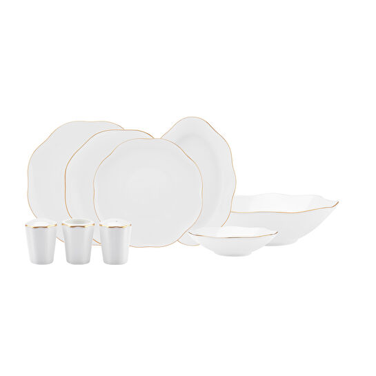 Karaca Streamline Cyrus Fine Bone 59 Parça 12 Kişilik Yemek Takımı Gold
