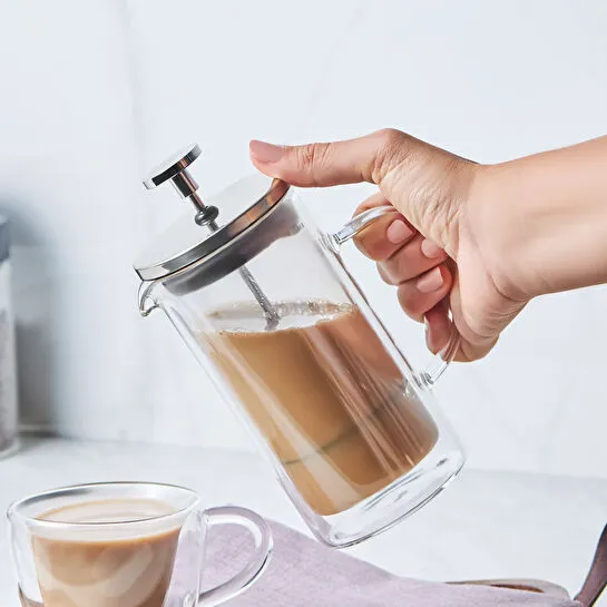 Karaca Pia Çift Cidarlı Borosilikat Cam French Press 350 ml Metalik 