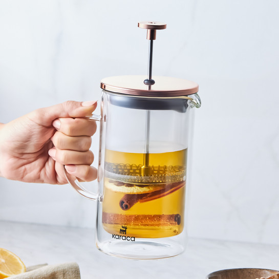 Karaca Pia Çift Cidarlı Borosilikat Cam French Press 600 ml Bronze 