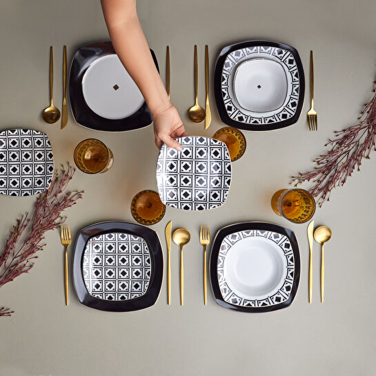Karaca Monochrome 24 Parça 6 Kişilik Porselen Yemek Takımı